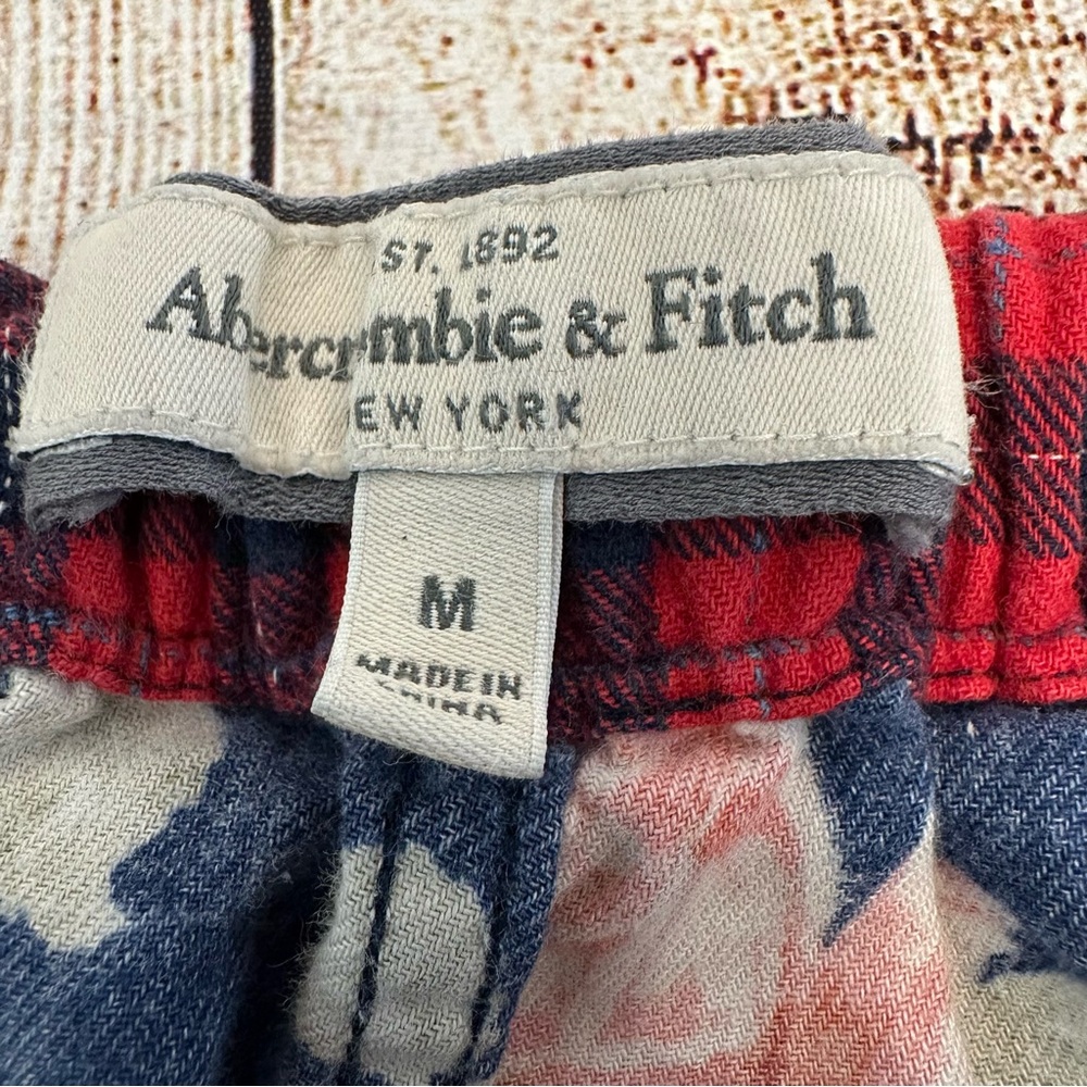 Vtg Y2K Abercrombie & Fitch Plaid Pajama Pants Medium Floral Low Rise Flannel - Picture 6 of 9